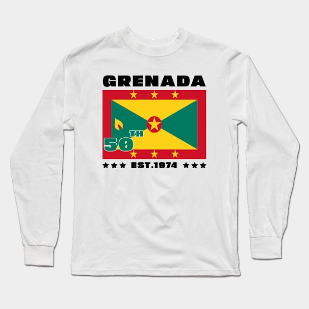 Grenada 50th Independence Day Grenadian Pride Grenada Flag Long Sleeve T-Shirt by DesignergiftsCie